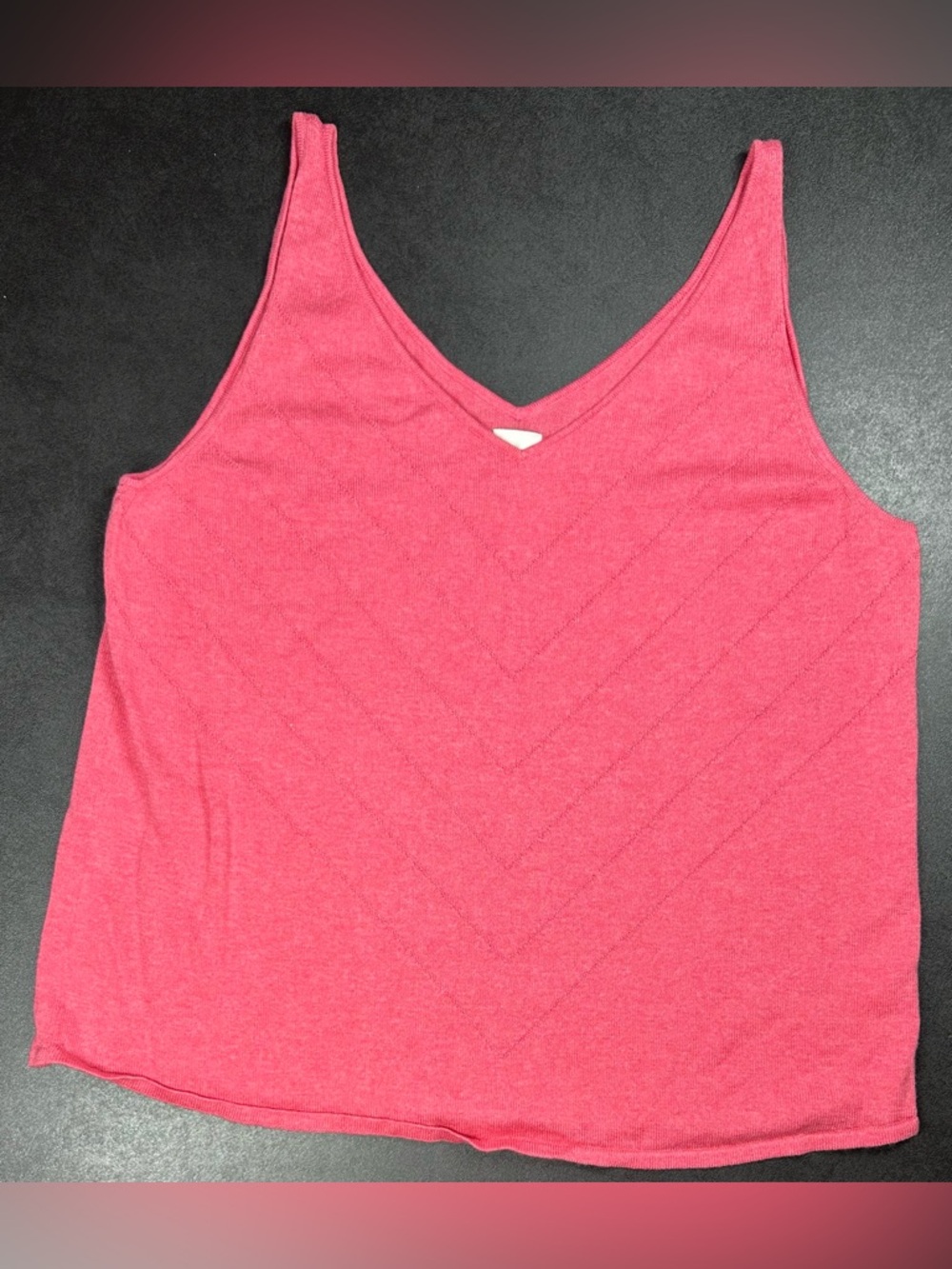 Nic+Zoe Size L Pink Textured V-Neck Tank